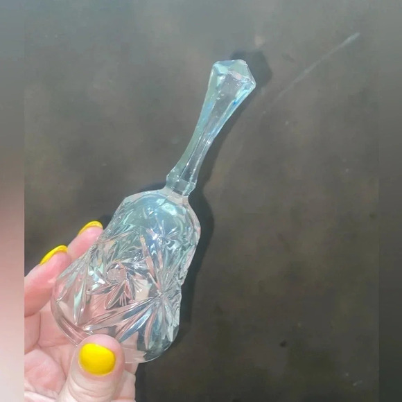 Crystal Glass Hollow Bell with Firework Design Pattern no brand no flaws NWOT - Picture 11 of 12